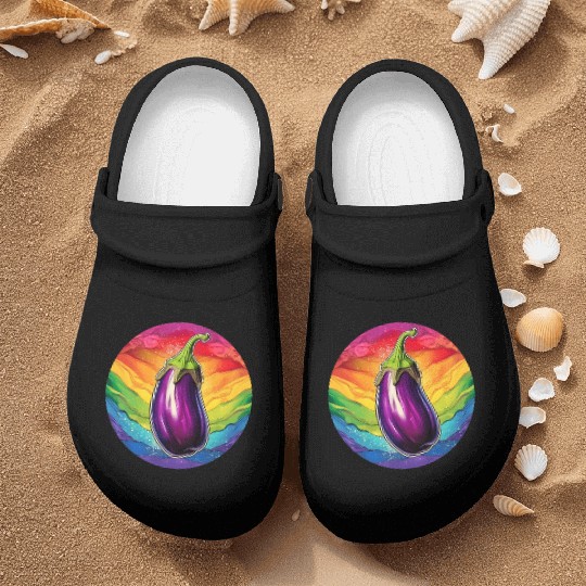 LGBTQ Eggplant Nurse Clogs