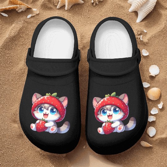 Cute Cat Strawberry Fruit Hat Quirky Nurse Clogs