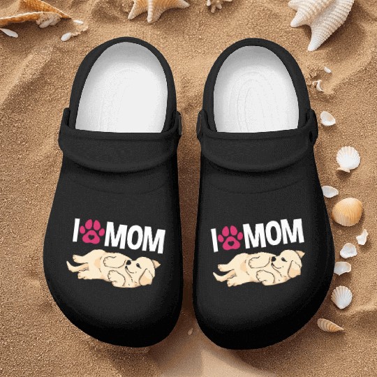 I Love Mom Golden Retriever Nurse Clogs