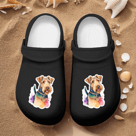 Airedale Terrier Watercolor Nurse Clogs