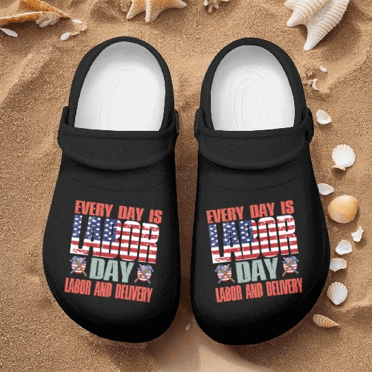 Happy Labor Day Nurse Clogs For Labor Day Messy Bun USA