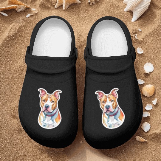 American Staffordshire Terrier Watercolor Nurse Clogs