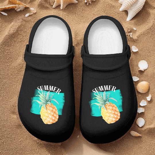 Summer Retro Pineapple Swimming Pool Vacation Gard Nurse Clogs