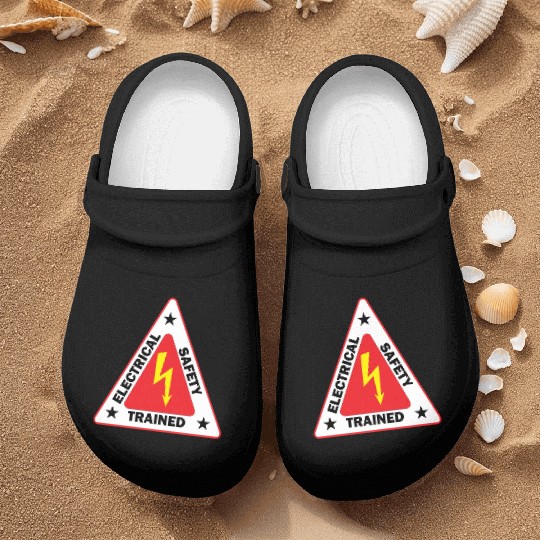 electrical Safety Trained Triangle Warning Sign Nurse Clogs