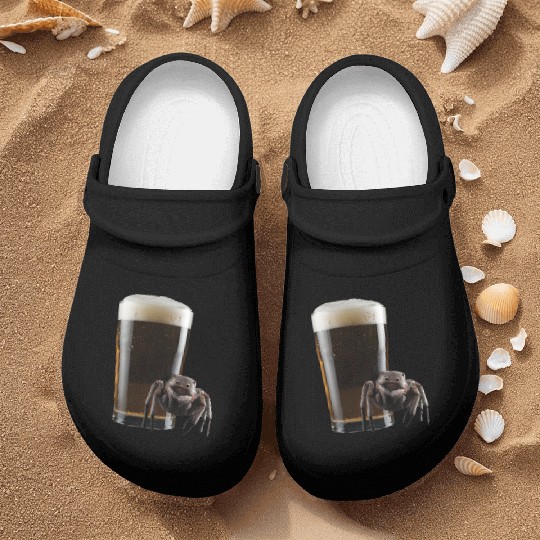 Spider Drinking Beer Realistic Nurse Clogs