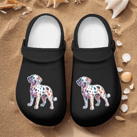 Dalmatian Dog Watercolor Nurse Clogs
