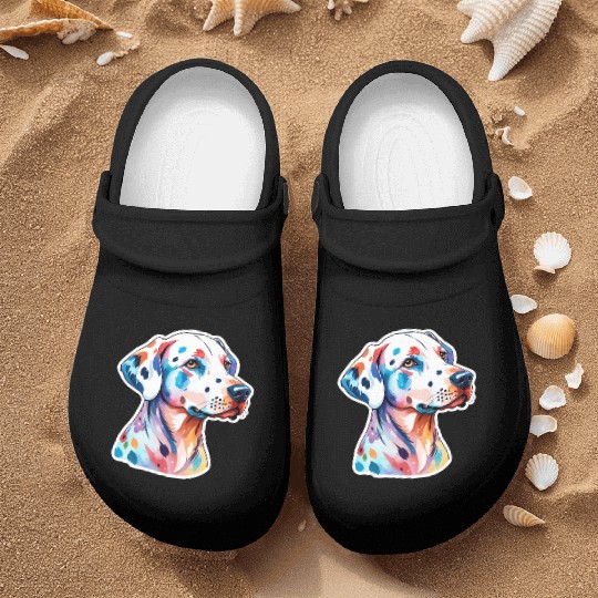 Dalmatian Dog Watercolor Nurse Clogs