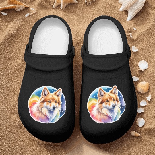 Icelandic Sheepdog Watercolor Nurse Clogs