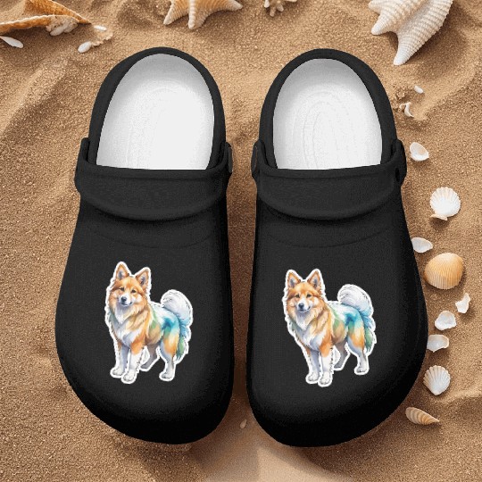 Icelandic Sheepdog Watercolor Nurse Clogs