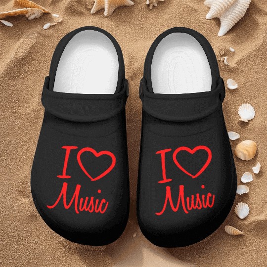I Love Music Letters Heart Quote Dance Party Logo Nurse Clogs