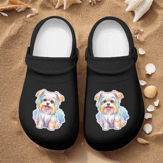 Maltese Dog Watercolor Nurse Clogs