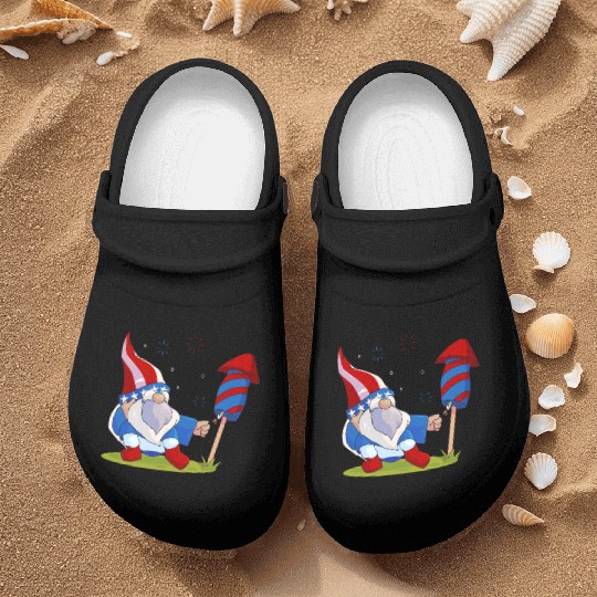 Adorable Gnome Fireworks America Nurse Clogs