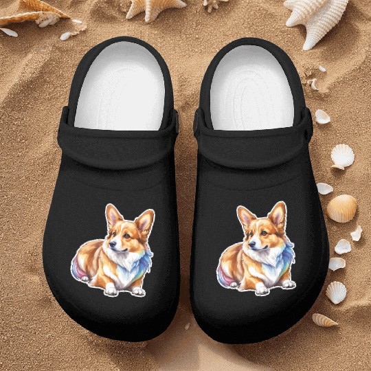 Pembroke Welsh Corgi Watercolor Nurse Clogs