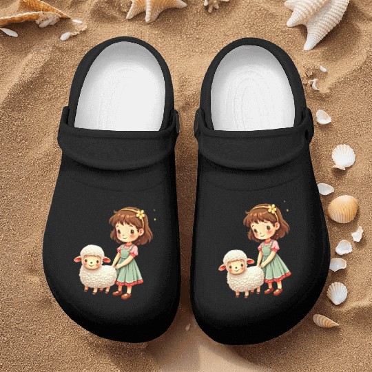 Girl with Cute Lamb Nurse Clogs