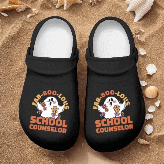School Counselor Halloween Ghost Nurse Clogs