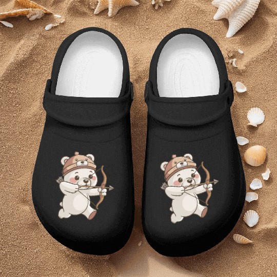 Cute polar bear with Bow and Arrows Cartoon Nurse Clogs