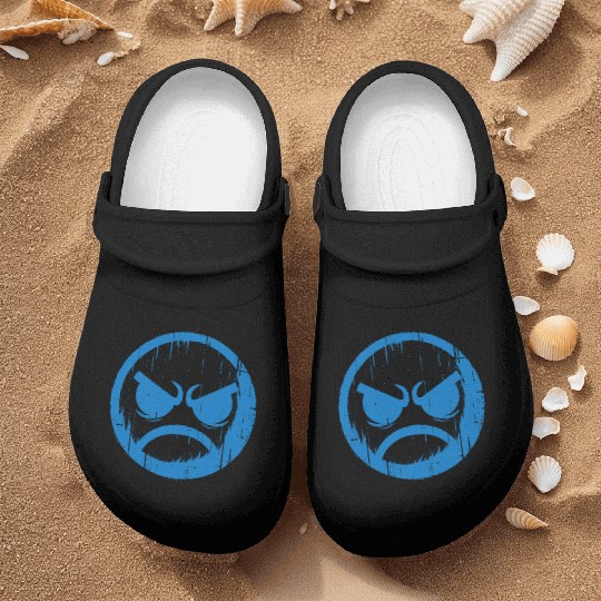 Cool Blue Angry Face Nurse Clogs