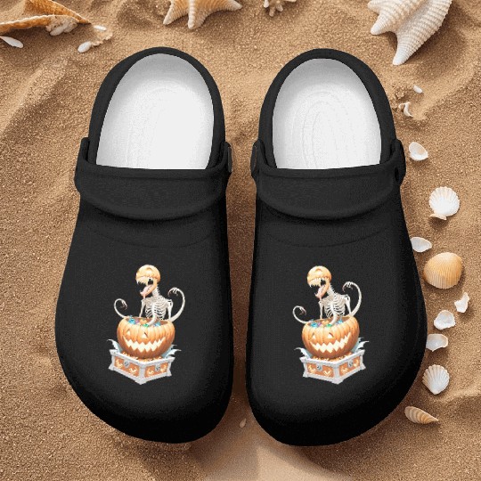"Heavy Metal Skeletons and Skulls Halloween Art Nurse Clogs