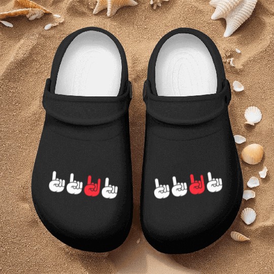 4 Be Different Heavy Metal Hard Rock Hand Gestures Nurse Clogs