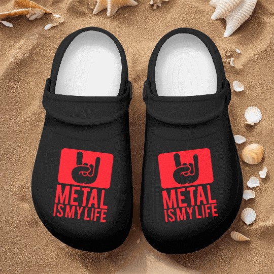 Heavy Metal Is My Life Hard Rock Music Text Quote Nurse Clogs