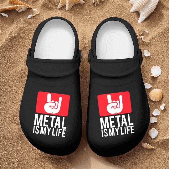 Heavy Metal Is My Life Hard Rock Music Text Quote Nurse Clogs