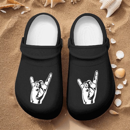 Heavy Metal Fun Hard Rock Music Horns Hand Gesture Nurse Clogs