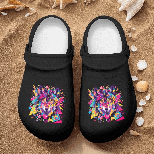Majestic Pop Art Alpha Wolf - Vibrant Cool Nurse Clogs
