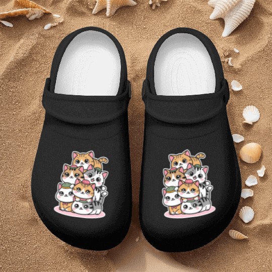 Pile Of Kitty Cats Funny Cute Cat Lover Kawaii Nurse Clogs