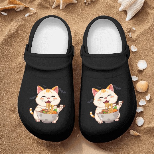 cat ramen Halloween anime kawaii neko eating noodl Nurse Clogs