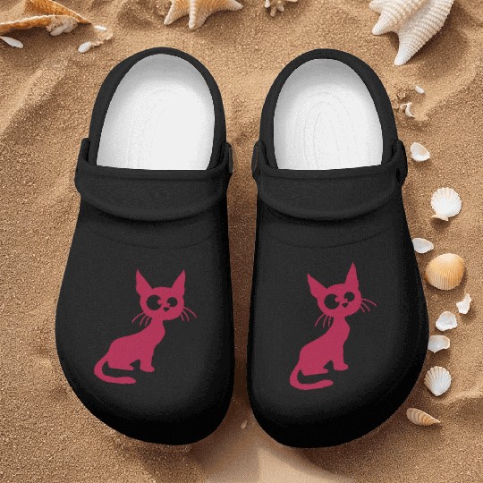 Crazy Cat Squinting Funny Eyes Grimace Fun Cartoon Nurse Clogs