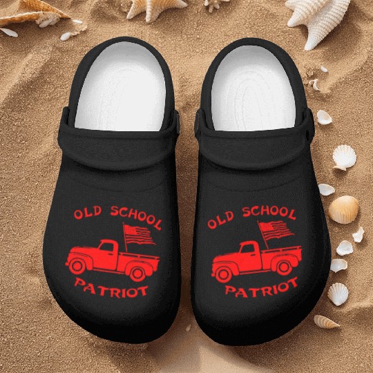 Truck& Flag Old School Patriot LIKE US ON FB # Nurse Clogs