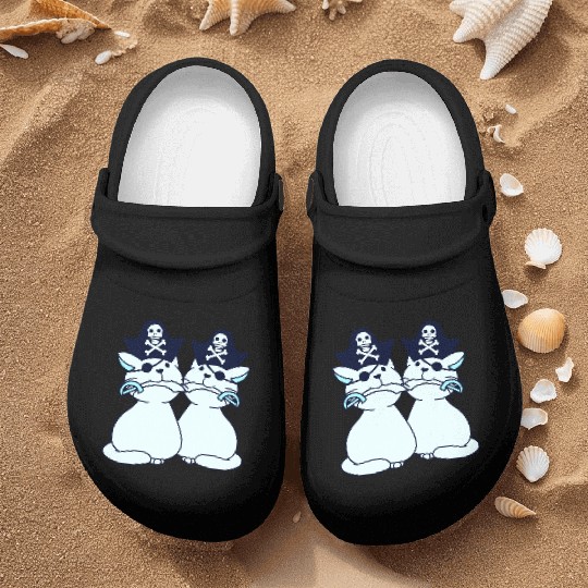 2 cute pirate cats captain costume friends team Nurse Clogs