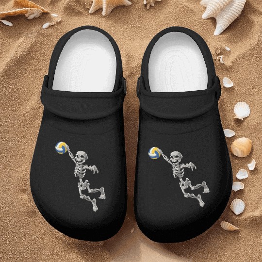 Volleyball Skeleton Volleyball Player Halloween Nurse Clogs