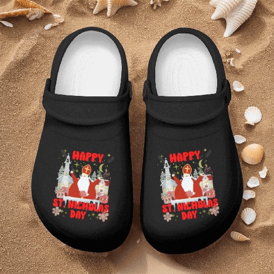 Happy saint Nicholas dayretro logo Nurse Clogs