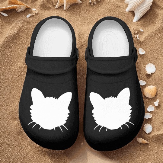 Cat Face Silhouette Kitten Head Outline Outline Nurse Clogs