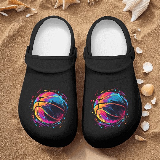 Retro Basketball Synthwave Nurse Clogs