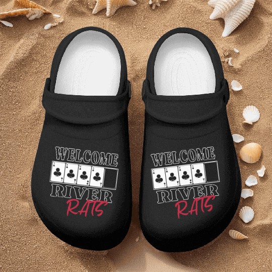 Welcome River Rats Texas Hold'em Poker Apparel Nurse Clogs