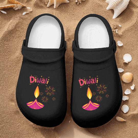 Diwali Design with Lamp & Festive Fireworks Nurse Clogs