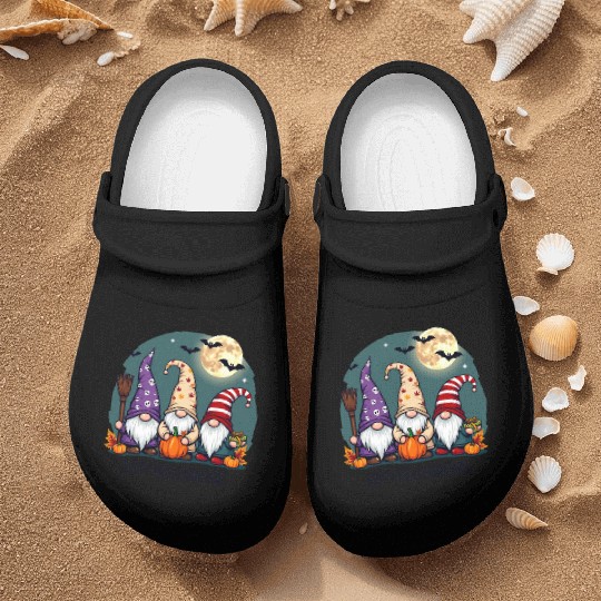 Happy Hallothanksmas Gnomes Celebration with Bats Nurse Clogs