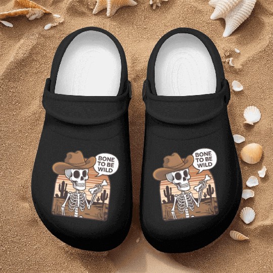 Bone to be Wild Funny Skeleton Wild West Nurse Clogs