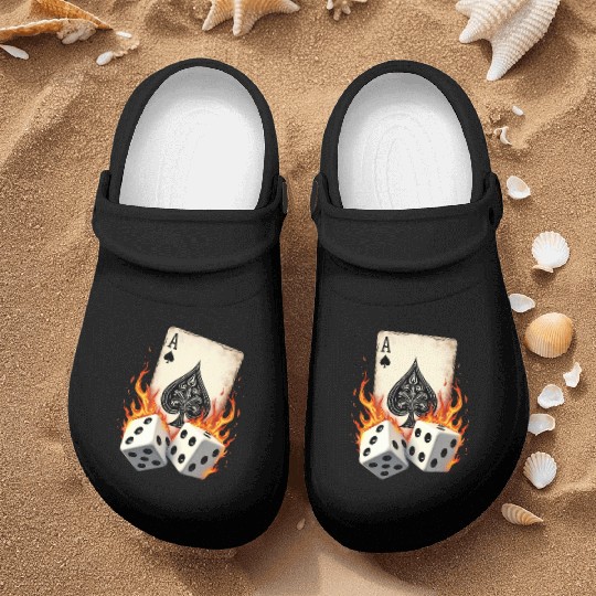 Ace of Spades Dice Flames Bold Casino Vibes Nurse Clogs