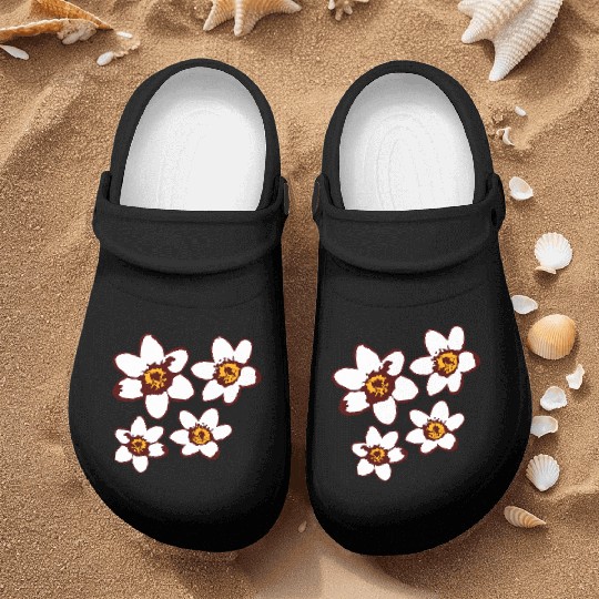 Beautiful White Daisies Flowers Spring Summer Fun Nurse Clogs