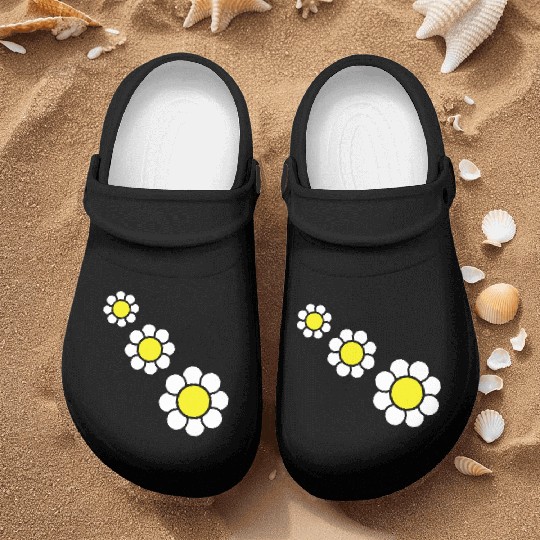 3 White Daisies Flowers Spring Summer Pretty Nurse Clogs
