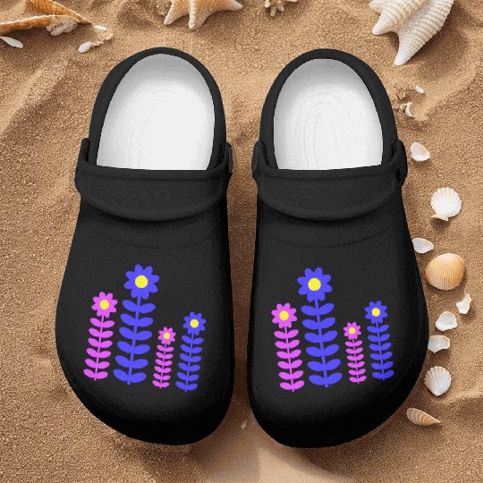 Many Pretty Daisy Flowers Decorative Nature Design Nurse Clogs