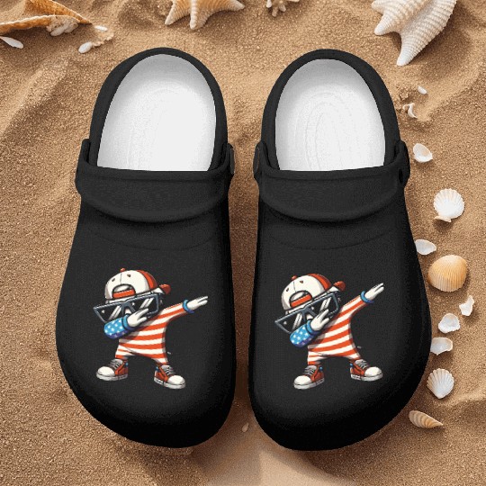 Cool Dabbing USA Flag Funny Patriotic 4th Of July Nurse Clogs