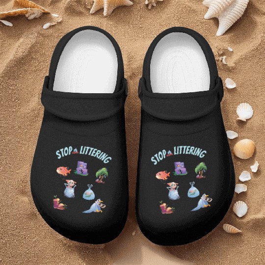 Stop Littering Environment Embrace Recycling Nurse Clogs