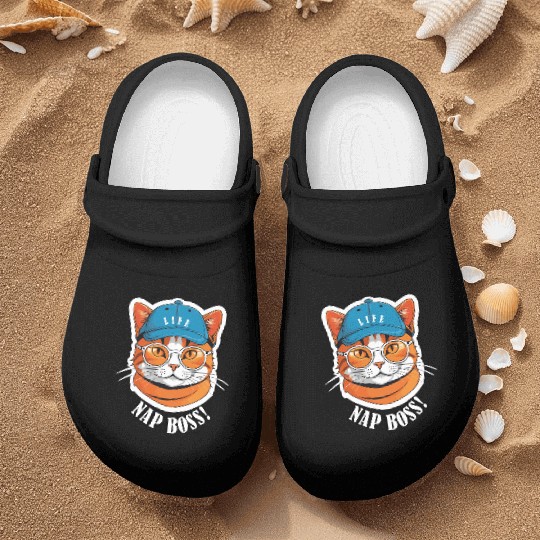 Cat Nap Boss with Cap and Sunglasses Nurse Clogs