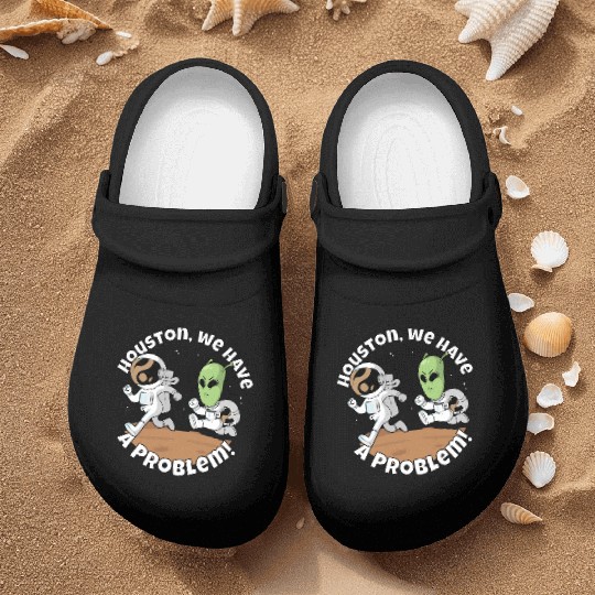 Houston, we have a problem! Funny alien Nurse Clogs