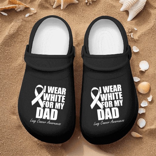 I Wear White For My Dad Lung Cancer Nurse Clogs