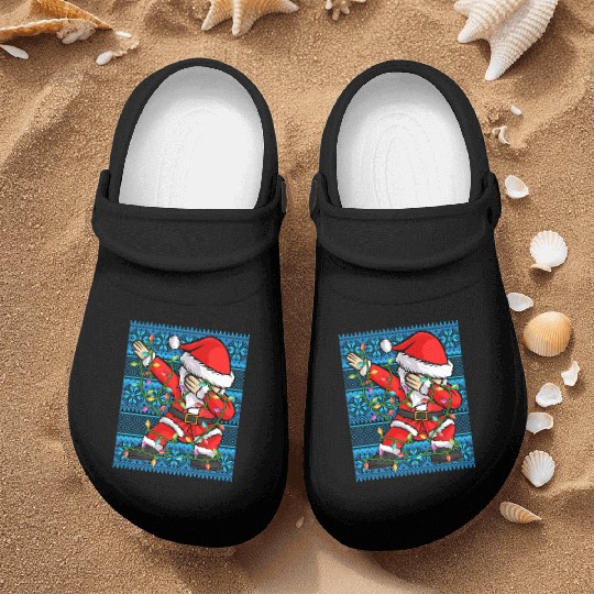 Dabbing Santa Christmas Lights Nurse Clogs